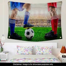 Red Team Versus Blue Team In The Stadium Of Soccer Football Wall Art 169904899
