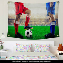 Red Team Versus Blue Team In The Stadium Of Soccer Football Wall Art 169904905