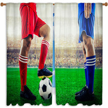Red Team Versus Blue Team In The Stadium Of Soccer Football Window Curtains 169904905