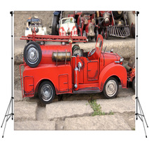 Red Toy Vintage Metal Car Firetruck Backdrops 60120009