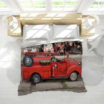 Red Toy Vintage Metal Car Firetruck Bedding 60120009