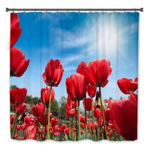 Red Tulips Under Blue Sky Bath Decor 51101861