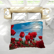 Red Tulips Under Blue Sky Bedding 51101861