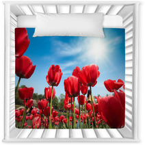 Red Tulips Under Blue Sky Nursery Decor 51101861