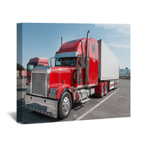 Red US Truck With Chrome Parts Wall Art 50113206