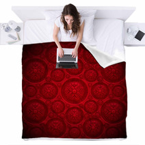 Red Velvet Background With Classic Ornament Blankets 54107713