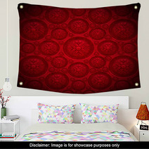 Red Velvet Background With Classic Ornament Wall Art 54107713