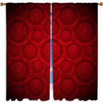 Red Velvet Background With Classic Ornament Window Curtains 54107713