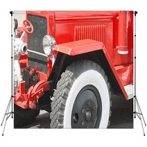 Red Vintage Fire Truck Backdrops 27281959
