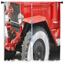 Red Vintage Fire Truck Window Curtains 27281959