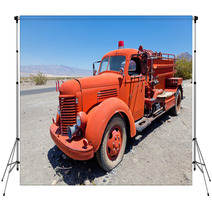 Red Vintage Firefigther's Truck Backdrops 34576014