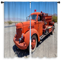 Red Vintage Firefigther's Truck Window Curtains 34576014