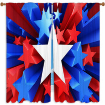 Red, White And Blue Stars Window Curtains 54903194