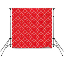 Red White Quatrefoil Pattern Backdrops 73167094