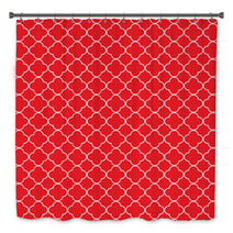 Red White Quatrefoil Pattern Bath Decor 73167094