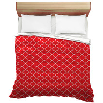 Red White Quatrefoil Pattern Bedding 73167094