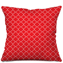 Red White Quatrefoil Pattern Pillows 73167094