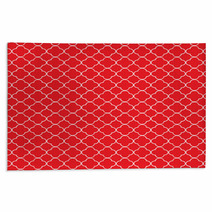 Red White Quatrefoil Pattern Rugs 73167094