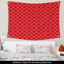 Red White Quatrefoil Pattern Wall Art 73167094