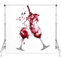 Red Wine Splash Over White Background Backdrops 49757817