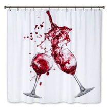 Red Wine Splash Over White Background Bath Decor 49757817