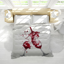 Red Wine Splash Over White Background Bedding 49757817