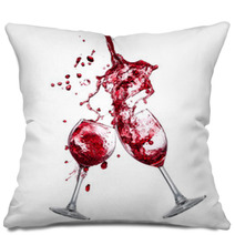 Red Wine Splash Over White Background Pillows 49757817