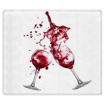 Red Wine Splash Over White Background Rugs 49757817