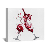 Red Wine Splash Over White Background Wall Art 49757817