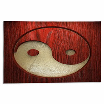 Red Wood Sign Golden Background Rugs 52287924