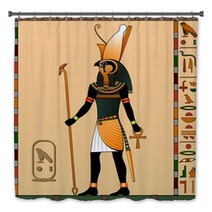 Religion Of Ancient Egypt Horus Is The God Of Heaven Of Royalty The Patron Of The Pharaohs Ancient Egyptian God Horus In The Guise Of A Man With A Falcon Head Vector Illustration Bath Decor 144464874