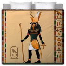 Religion Of Ancient Egypt Horus Is The God Of Heaven Of Royalty The Patron Of The Pharaohs Ancient Egyptian God Horus In The Guise Of A Man With A Falcon Head Vector Illustration Bedding 144464874