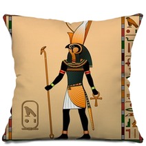 Religion Of Ancient Egypt Horus Is The God Of Heaven Of Royalty The Patron Of The Pharaohs Ancient Egyptian God Horus In The Guise Of A Man With A Falcon Head Vector Illustration Pillows 144464874
