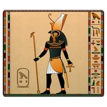 Religion Of Ancient Egypt Horus Is The God Of Heaven Of Royalty The Patron Of The Pharaohs Ancient Egyptian God Horus In The Guise Of A Man With A Falcon Head Vector Illustration Rugs 144464874