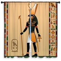 Religion Of Ancient Egypt Horus Is The God Of Heaven Of Royalty The Patron Of The Pharaohs Ancient Egyptian God Horus In The Guise Of A Man With A Falcon Head Vector Illustration Window Curtains 144464874