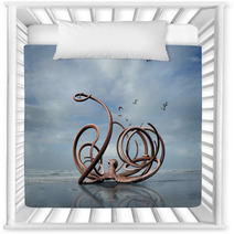 Rendering Of A Monster Octopus Crawling Out Of The Ocean Onto A Washington Coast Beach. Nursery Decor 98857070