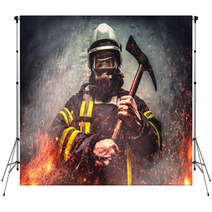 Rescue Firefighter Man In Oxygen Mask Backdrops 110961800