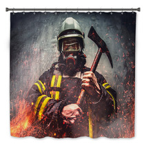 Rescue Firefighter Man In Oxygen Mask Bath Decor 110961800