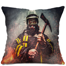 Rescue Firefighter Man In Oxygen Mask Pillows 110961800