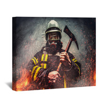 Rescue Firefighter Man In Oxygen Mask Wall Art 110961800