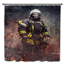 Rescue Man In Firefighter Uniform Bath Decor 113583804