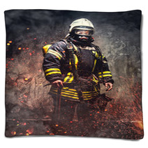 Rescue Man In Firefighter Uniform Blankets 113583804