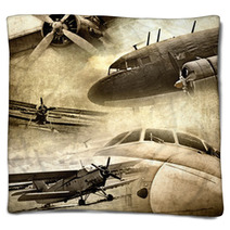 Retro Aviation, Grunge Background Blankets 39253976