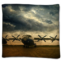 Retro Aviation Grunge Background Blankets 44077096