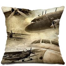 Retro Aviation, Grunge Background Pillows 39253976