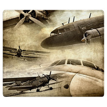 Retro Aviation, Grunge Background Rugs 39253976