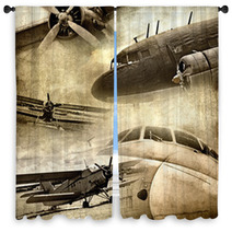 Retro Aviation, Grunge Background Window Curtains 39253976
