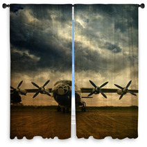 Retro Aviation Grunge Background Window Curtains 44077096