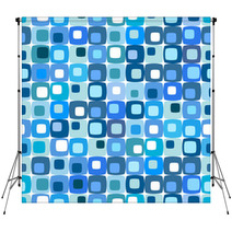 Retro Blue Square Pattern, Tiles In Any Direction. Backdrops 6112142