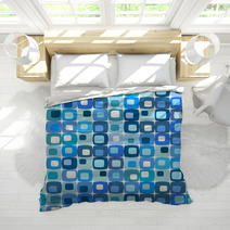 Retro Blue Square Pattern, Tiles In Any Direction. Bedding 6112142